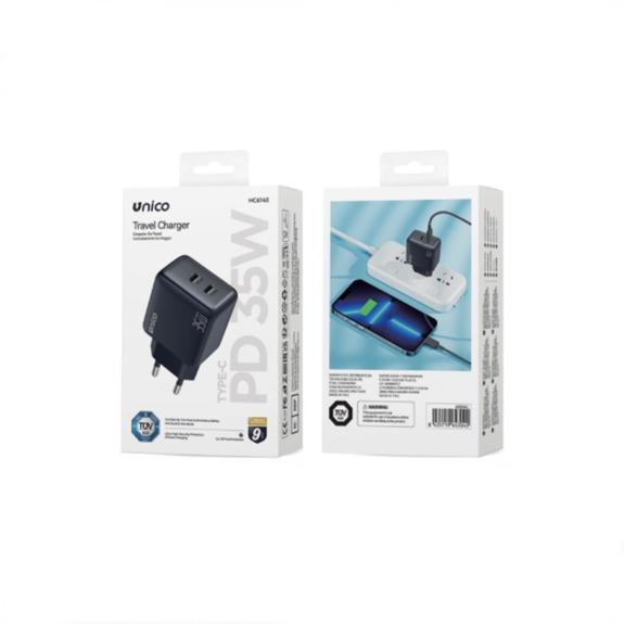 Unico Cargador dual Tipo-C PD35W GaN TUV carga rapida - Azul