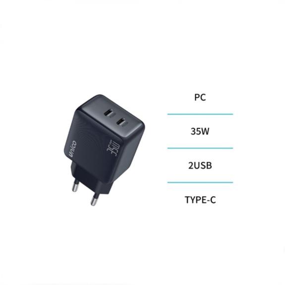 Unico Cargador dual Tipo-C PD35W GaN TUV carga rapida - Azul