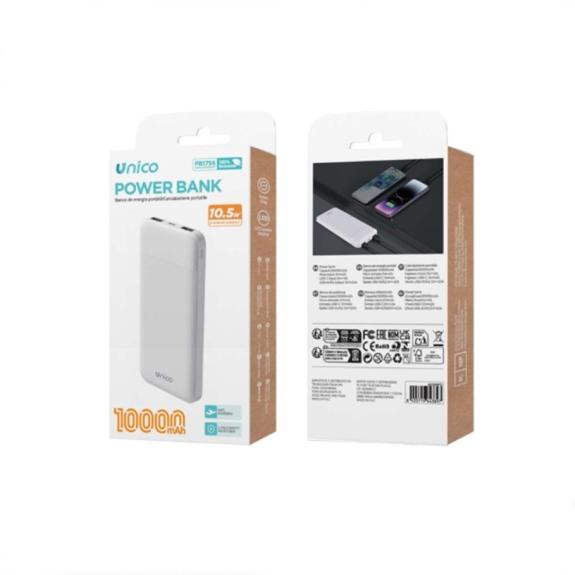 Unico Power Bank 3 en 1 carga rapida - Blanco (10000mAh)