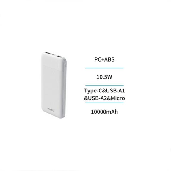 Unico Power Bank 3 en 1 carga rapida - Blanco (10000mAh)