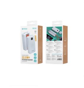 Unico Power Bank con cable Tipo-C y Lightning - Blanco(20000mAh)